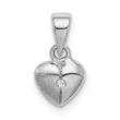 Sterling Silver Rhod-plated Polished & Satin CZ Heart Children's Pendant