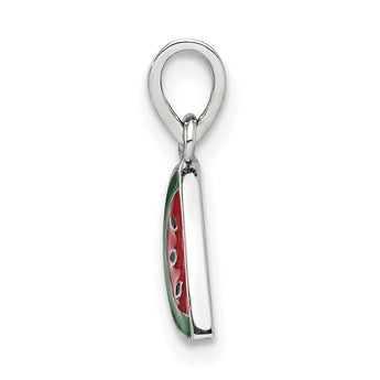 Sterling Silver RH-plated Enameled Watermelon Children's Pendant