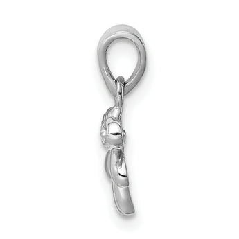 Sterling Silver Rhodium-plated Polished CZ Dragonfly Children's Pendant