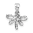 Sterling Silver Rhodium-plated Polished CZ Dragonfly Children's Pendant