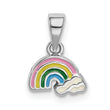 Sterling Silver RH-plated Polished & Enameled Rainbow Children's Pendant