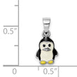 Sterling Silver RH-plated Multi-color Enameled Penguin Children's Pendant