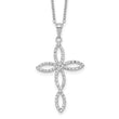Diamond Fascination Diamond Mystique Sterling Silver Platinum-plated Diamond Cross 18 Inch Necklace
