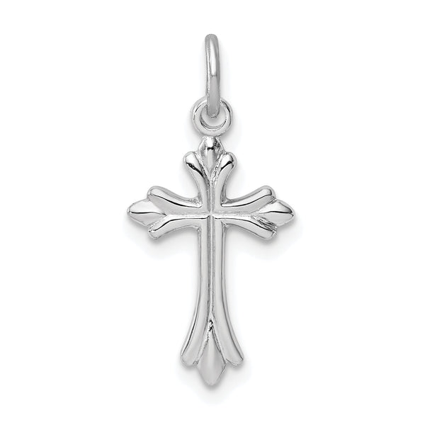 Sterling Silver Rhodium-plated Polished Cross Pendant