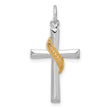 Sterling Silver Rhodium-plated & Gold Tone Cross Pendant