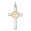 Sterling Silver Rhodium-plated & Gold Tone Cross Pendant
