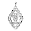 Sterling Silver Rhodium-plated Diamond-cut Angel Pendant