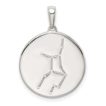 Sterling Silver Rhodium-plated & CZ Virgo Zodiac Pendant