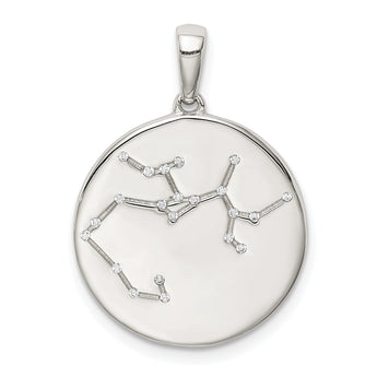 Sterling Silver Rhodium-plated & CZ Sagittarius Zodiac Pendant