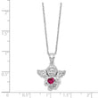 Sterling Silver RH-pltd CZ July Birthstone Angel Ash Holder 18in Necklace