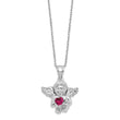 Sterling Silver RH-pltd CZ July Birthstone Angel Ash Holder 18in Necklace