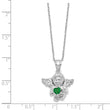 Sterling Silver RH-pltd CZ May Birthstone Angel Ash Holder 18in Necklace