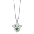 Sterling Silver RH-pltd CZ May Birthstone Angel Ash Holder 18in Necklace