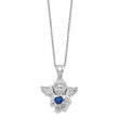 Sterling Silver RH-pltd CZ Sept Birthstone Angel Ash Holder 18in Necklace