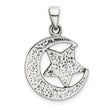 Sterling Silver LOVE YOU TO THE MOON Antiqued Star and Moon Pendant