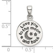 Sterling Silver LOVE YOU TO THE MOON Antiqued Star and Moon Pendant
