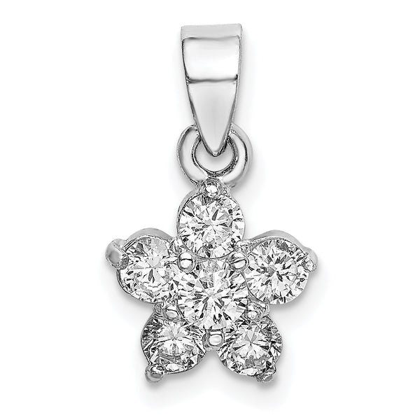 Sterling Silver Rhodium-Plated CZ Star Motif Pendant
