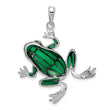 De-Ani Sterling Silver Rhodium-Plated Polished Enameled Green Frog Pendant