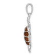 De-Ani Sterling Silver Polished Enameled Brown Sea Turtle Pendant