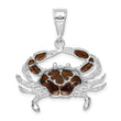 De-Ani Sterling Silver Rhodium-Plated Polished Enameled Brown Crab Pendant