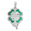 De-Ani Sterling Silver Rhodium-Plated Polished Enameled 4-Leaf Clover Pendant