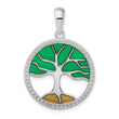 De-Ani Sterling Silver Rhodium-Plated Polished Enameled Tree of Life Pendant