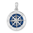 De-Ani Sterling Silver Rhodium-Plated Polished Enameled Compass Pendant