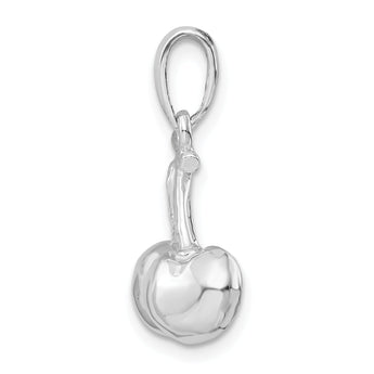 De-Ani Sterling Silver Rhodium-Plated Polished 3D Cherries Pendant