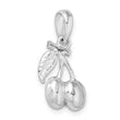 De-Ani Sterling Silver Rhodium-Plated Polished 3D Cherries Pendant