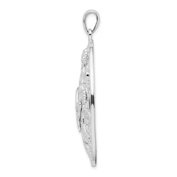 De-Ani Sterling Silver Polished Oval Butterflies Pendant