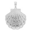 De-Ani Sterling Silver Rhodium-Plated Diamond-Cut Large Scallop Shell Pendant