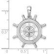 De-Ani Sterling Silver Rhodium-Plated Polished Ships Wheel with Compass Pendant