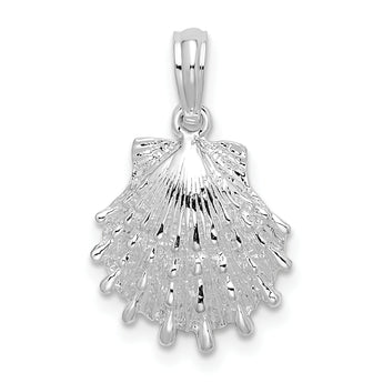 De-Ani Sterling Silver Rhodium-Plated Polished Lions Paw Shell Pendant