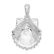 De-Ani Sterling Silver Rhodium-Plated Polished Beaded Scallop Shell Pendant