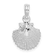 De-Ani Sterling Silver Rhodium-Plated Polished Scallop Shell Pendant