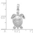 De-Ani Sterling Silver Polished 3D Moveable Sea Turtle Pendant