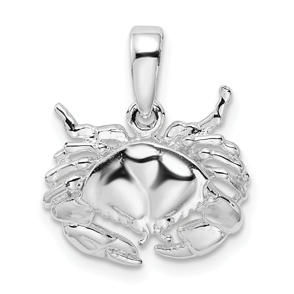 De-Ani Sterling Silver Rhodium-Plated Polished Stone Crab Pendant