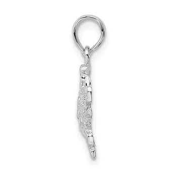 De-Ani Sterling Silver Rhodium-Plated Polished Blue Crab Pendant