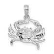 De-Ani Sterling Silver Rhodium-Plated Polished Blue Crab Pendant