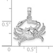 De-Ani Sterling Silver Rhodium-Plated Polished Blue Crab Pendant