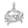 De-Ani Sterling Silver Rhodium-Plated Polished Blue Crab Pendant