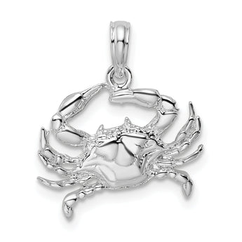 De-Ani Sterling Silver Rhodium-Plated Polished Blue Crab Pendant