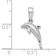 De-Ani Sterling Silver Rhodium-Plated Polished 3D Jumping Dolphin Pendant