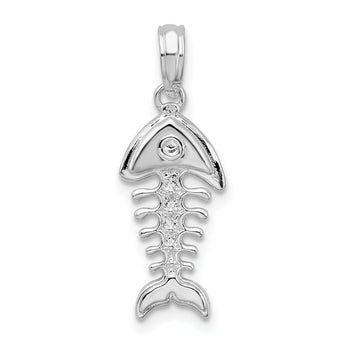 De-Ani Sterling Silver Polished 3D Fishbone Pendant