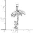 De-Ani Sterling Silver Rhodium-Plated 3D Palm Tree with Moving Climber Pendant