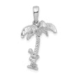 De-Ani Sterling Silver Rhodium-Plated 3D Palm Tree with Moving Climber Pendant