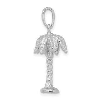 De-Ani Sterling Silver Rhodium-Plated Polished and Textured 3D Palm Tree Pendant
