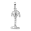 De-Ani Sterling Silver Rhodium-Plated Polished and Textured 3D Palm Tree Pendant