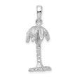 De-Ani Sterling Silver Rhodium-Plated Polished and Textured 3D Palm Tree Pendant