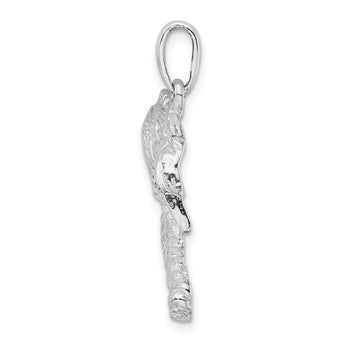De-Ani Sterling Silver Rhodium-Plated Polished Two Palm Trees Pendant